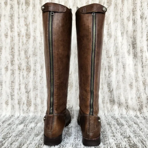 FRYE &quot;Melissa&quot; Button Back Knee High Brown Leather Riding Boot | Women's Size 8B