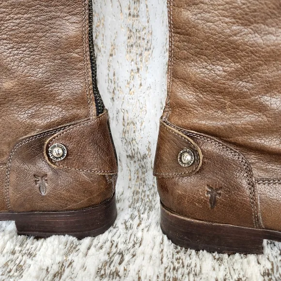 FRYE &quot;Melissa&quot; Button Back Knee High Brown Leather Riding Boot | Women's Size 8B