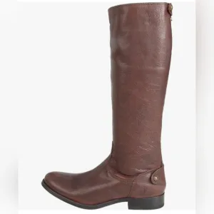FRYE &quot;Melissa&quot; Button Back Knee High Brown Leather Riding Boot | Women's Size 8B