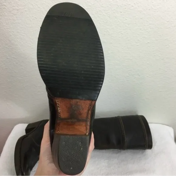 FRYE Dark Brown Leather Jane Riding Knee High Western Heel Boots #77231 Size 6.5