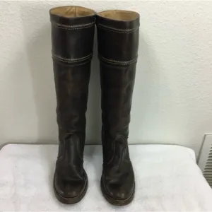 FRYE Dark Brown Leather Jane Riding Knee High Western Heel Boots #77231 Size 6.5