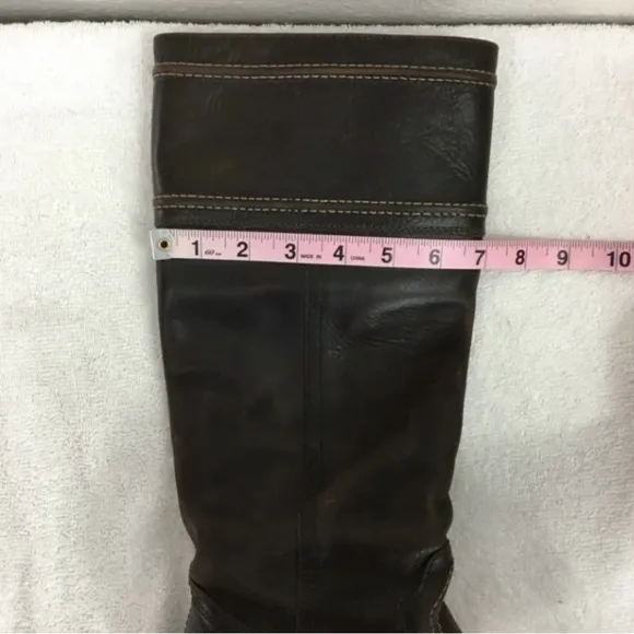FRYE Dark Brown Leather Jane Riding Knee High Western Heel Boots #77231 Size 6.5