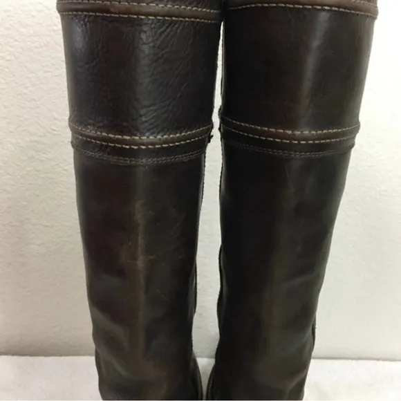 FRYE Dark Brown Leather Jane Riding Knee High Western Heel Boots #77231 Size 6.5