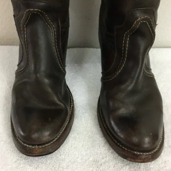 FRYE Dark Brown Leather Jane Riding Knee High Western Heel Boots #77231 Size 6.5