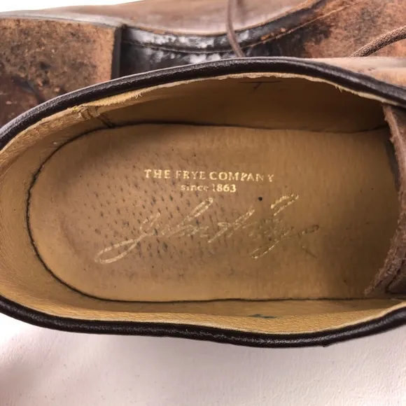 Frye James Plain Toe Brown Leather Oxfords 8.5 B