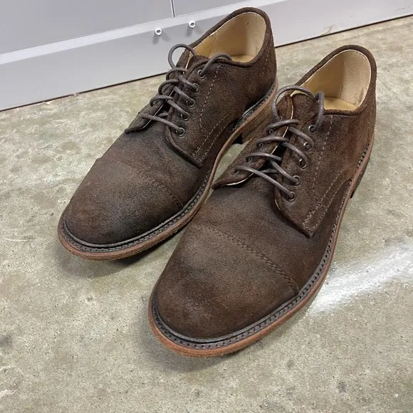 Frye Suede Loafers Brown Mens 9 Shoes Oxford Lace-Up Leather