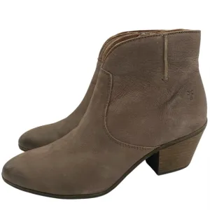 Frye Womens Shoes Jennifer Boots Sz 9 Taupe Gray Brown Leather Ankle Zip Casual