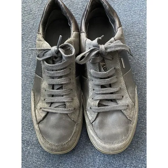 Geox Respira Shoes Mens 8 Leather Sneakers Black Breathable Comfort Walking EUC