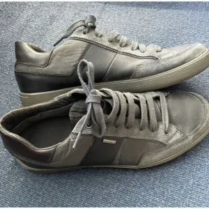 Geox Respira Shoes Mens 8 Leather Sneakers Black Breathable Comfort Walking EUC