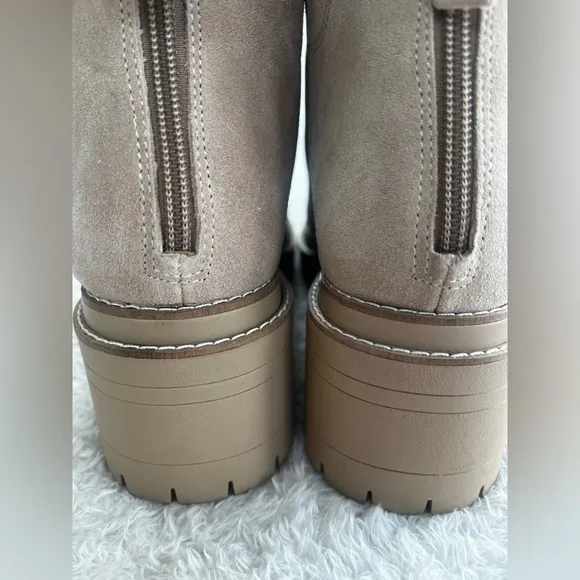 Gianni Bini 9 Griffyn Beige Suede Lug Sole Back Zipper Ankle Boots Booties NWT