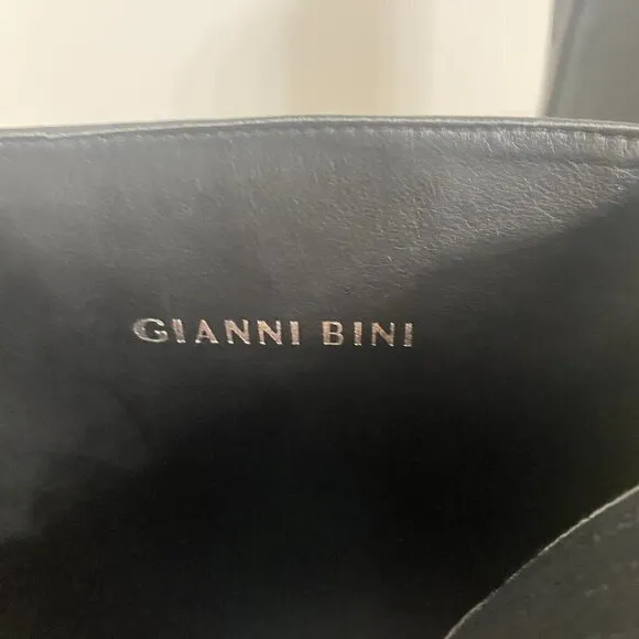 Gianni Bini Black Leather Tall Platform Heel Boots, Women’s Size 6.5
