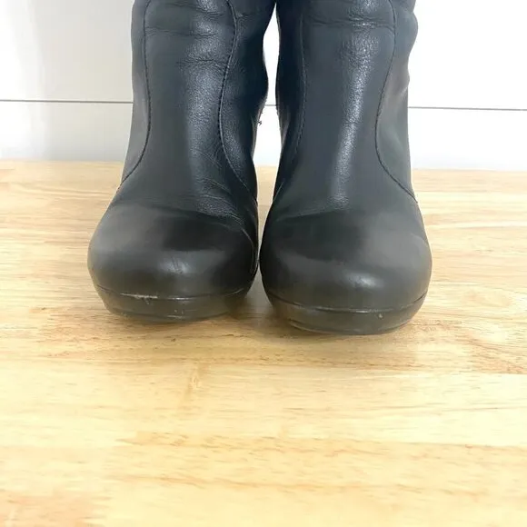 Gianni Bini Black Leather Tall Platform Heel Boots, Women’s Size 6.5