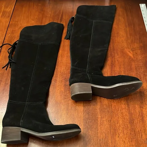 Gibson Latimer Black Suede Leather Knee-High Boots size 7.5