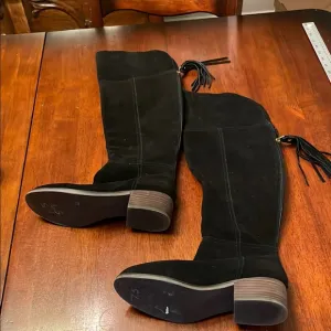 Gibson Latimer Black Suede Leather Knee-High Boots size 7.5
