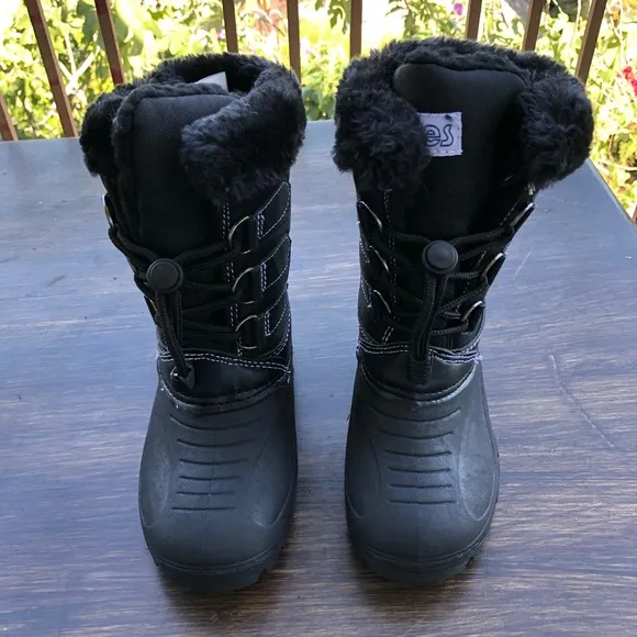 Girls Rain Snow Boots Lace Tall Winter Waterproof