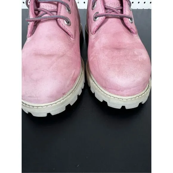 Girls Timberland 6” rose pink suede boots