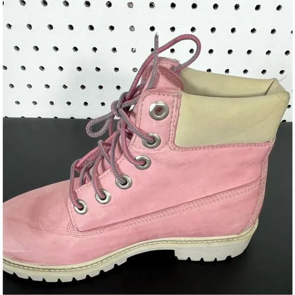 Girls Timberland 6” rose pink suede boots