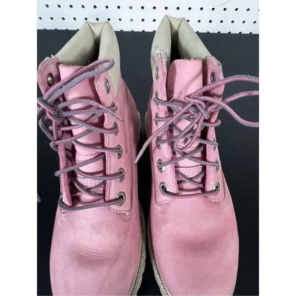 Girls Timberland 6” rose pink suede boots