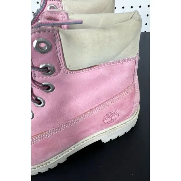 Girls Timberland 6” rose pink suede boots