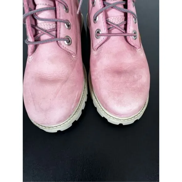 Girls Timberland 6” rose pink suede boots
