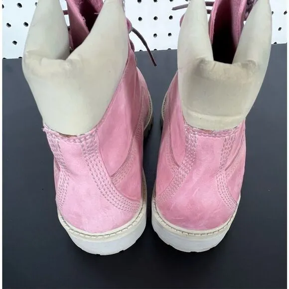 Girls Timberland 6” rose pink suede boots