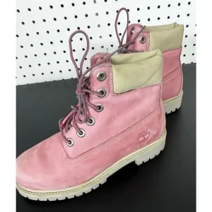 Girls Timberland 6” rose pink suede boots