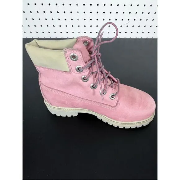 Girls Timberland 6” rose pink suede boots