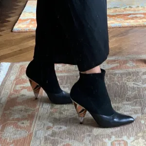 Givenchy boots size 36 1/2, black suede and leather boot with multicolor heel