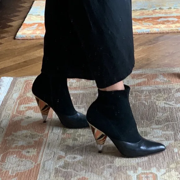 Givenchy boots size 36 1/2, black suede and leather boot with multicolor heel