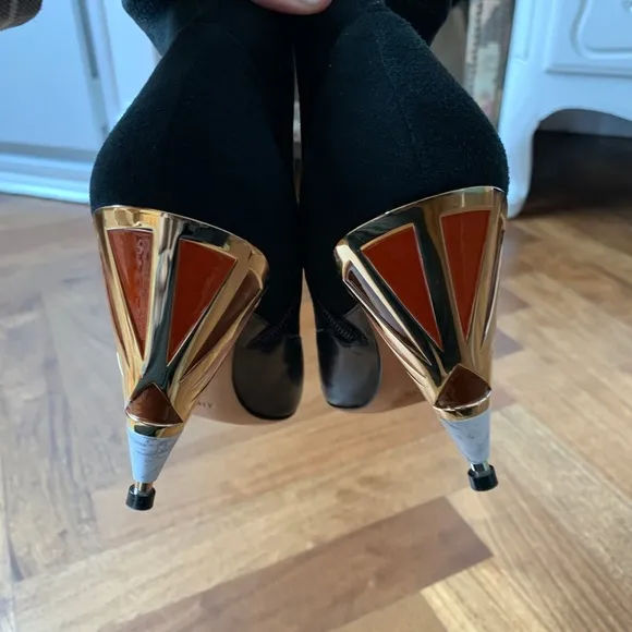 Givenchy boots size 36 1/2, black suede and leather boot with multicolor heel