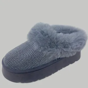 Glam Plush Platform Booties - Gray