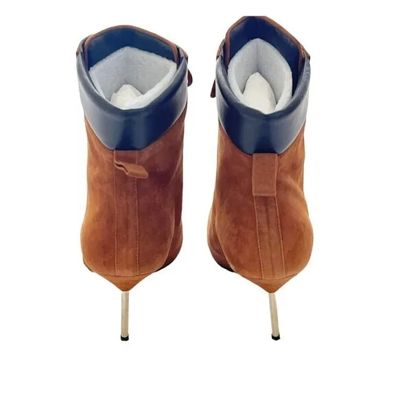 Good American Boots Womens Size 8 Tobacco Suede Pointed Toe Scandal Booties NIB