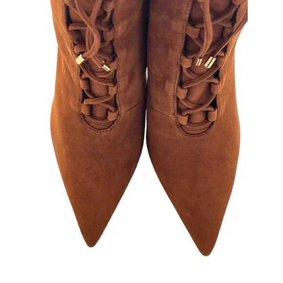 Good American Boots Womens Size 8 Tobacco Suede Pointed Toe Scandal Booties NIB