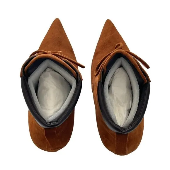 Good American Boots Womens Size 8 Tobacco Suede Pointed Toe Scandal Booties NIB