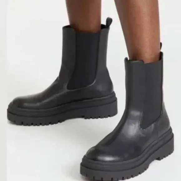 Good American Combat Boot Chelsea Black Womens 10