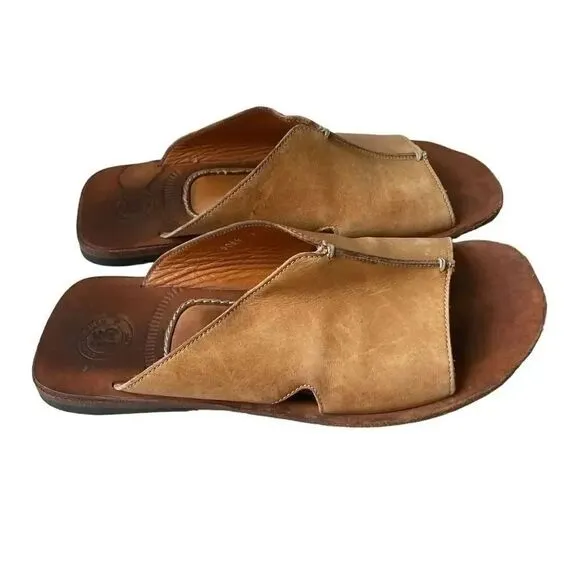 Gordon Rush Cognac Brown Luxury Comfortable Soft Quality Slip On Sandals SZ 9