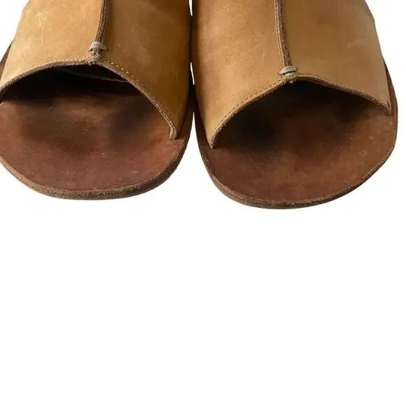 Gordon Rush Cognac Brown Luxury Comfortable Soft Quality Slip On Sandals SZ 9