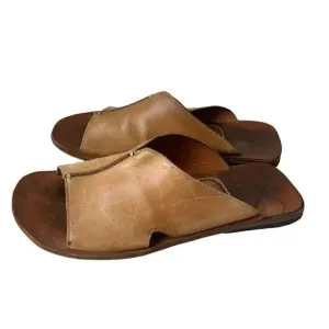 Gordon Rush Cognac Brown Luxury Comfortable Soft Quality Slip On Sandals SZ 9