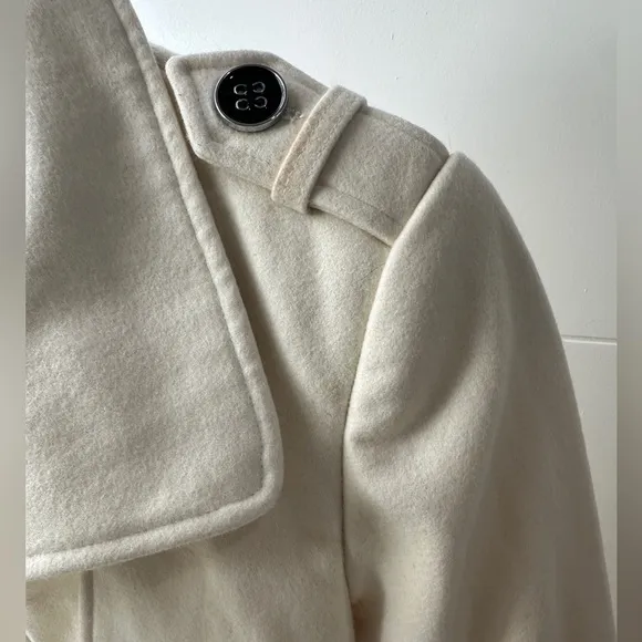 Green Envy Classic Cream Double-Breasted Wool Blend Trench Coat Fall Jacket M