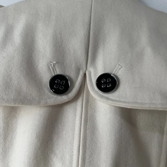 Green Envy Classic Cream Double-Breasted Wool Blend Trench Coat Fall Jacket M