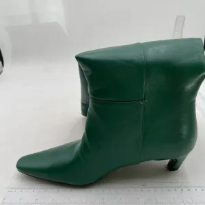 Green Women Stretchy Knee High Boots Closed Square Toe Low Kitten Heel B…
