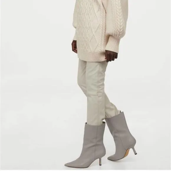 Grey Pointed Boots H&amp;M New