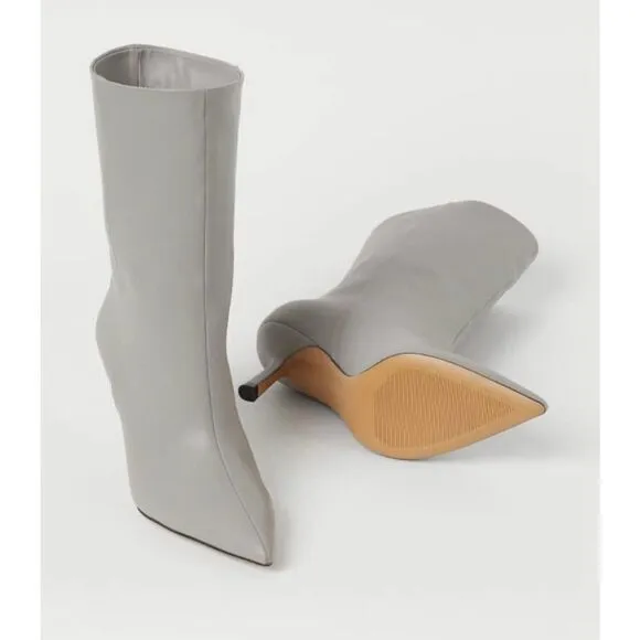 Grey Pointed Boots H&amp;M New