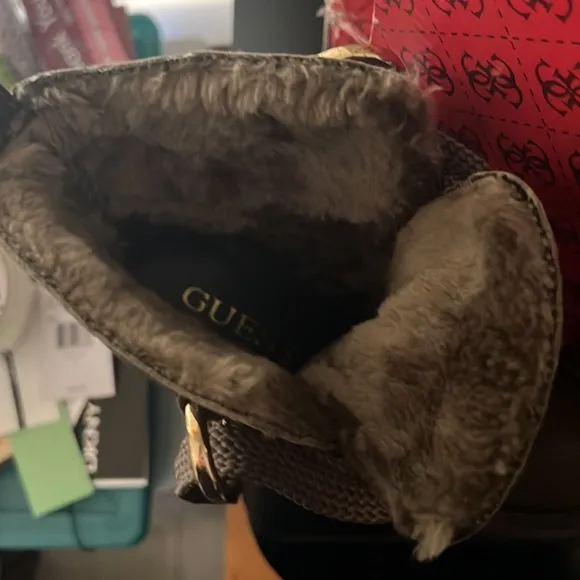 Guess Lanni Faux Fur  Wedges Boots.