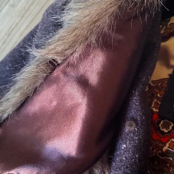 GUESS Vintage Wool Coat with removable faux fur collar