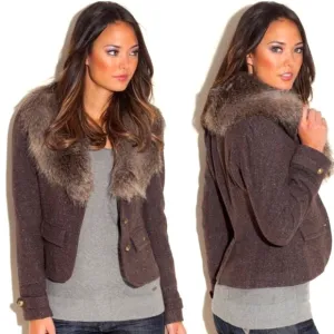 GUESS Vintage Wool Coat with removable faux fur collar