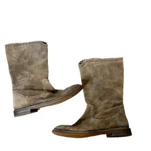 H. S. Trask whipstitch suede boots taupe sz 7.5