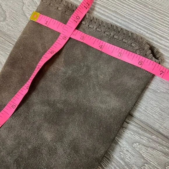 H. S. Trask whipstitch suede boots taupe sz 7.5