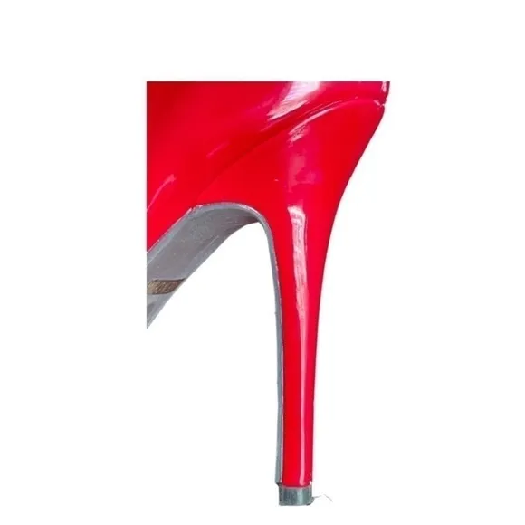 Halloween Costume Platform Boots Red Gold Faux Patent Leather Women’s Size 9.