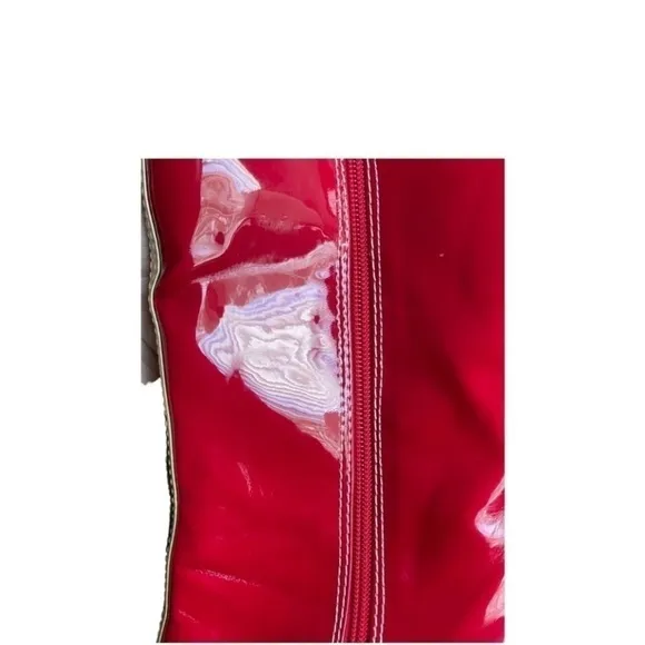 Halloween Costume Platform Boots Red Gold Faux Patent Leather Women’s Size 9.